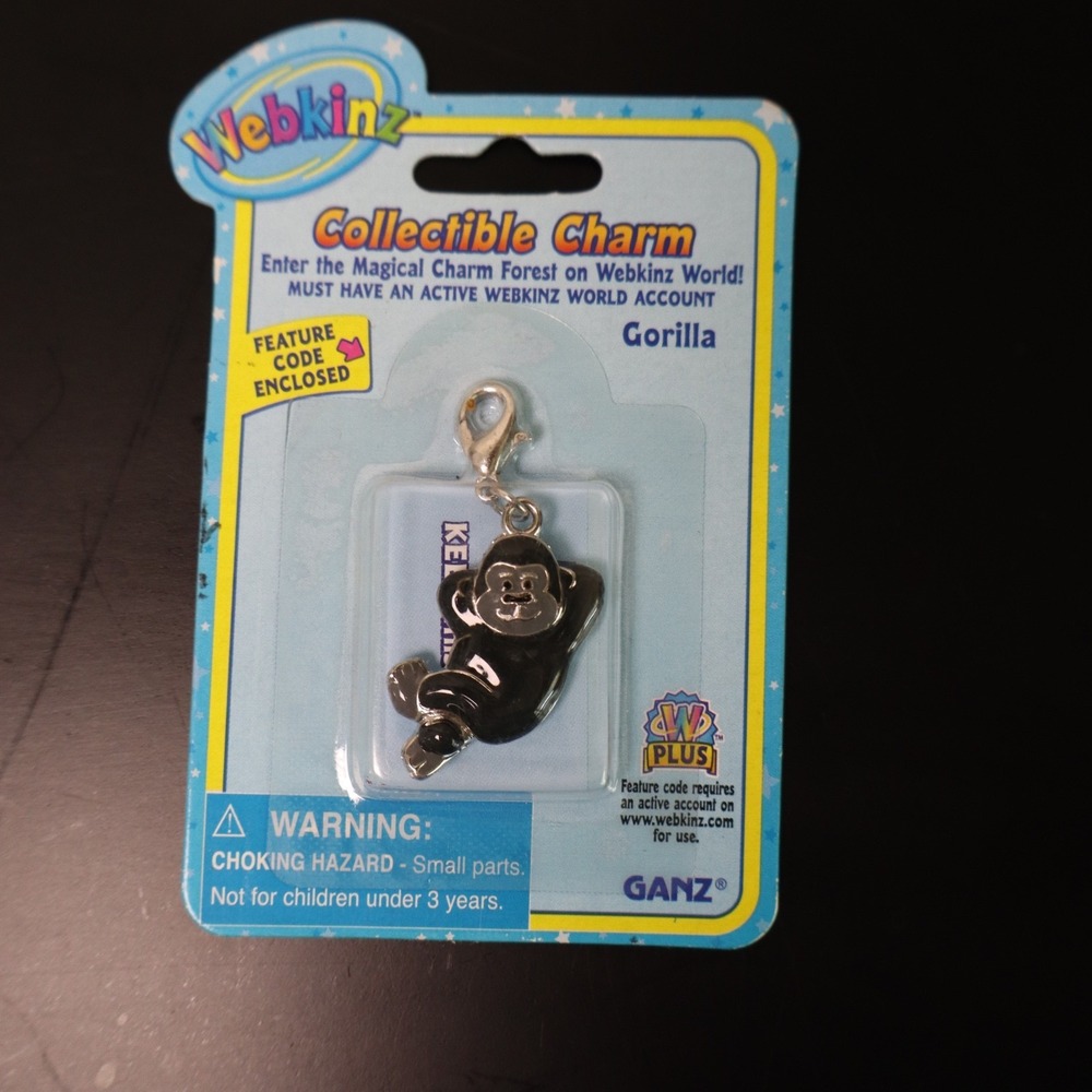 Webkinz Gorilla Collectible Charm by Ganz NEW w/ Code